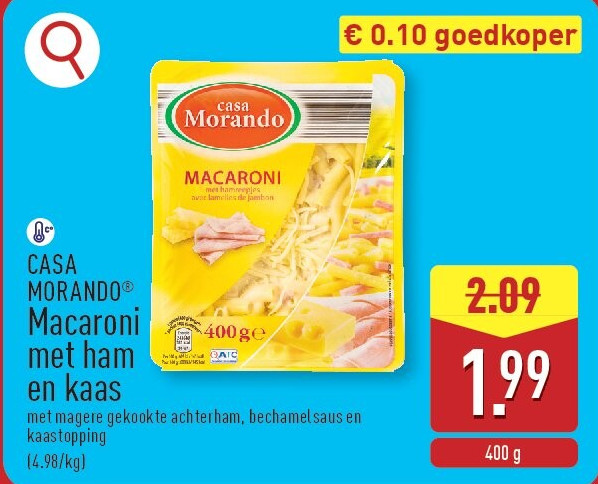 Macaroni met ham en kaas