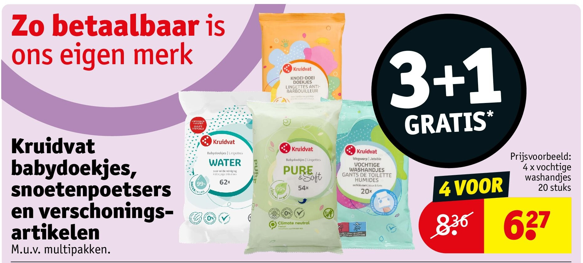 Kruidvat babydoekjes, snoetenpoetsers en verschoningsartikelen