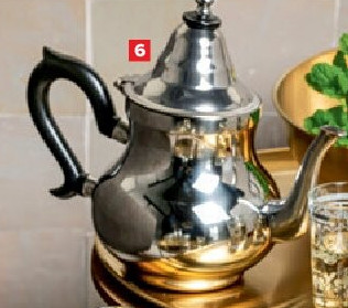 Inox theepot met handvat van zwart bakeliet