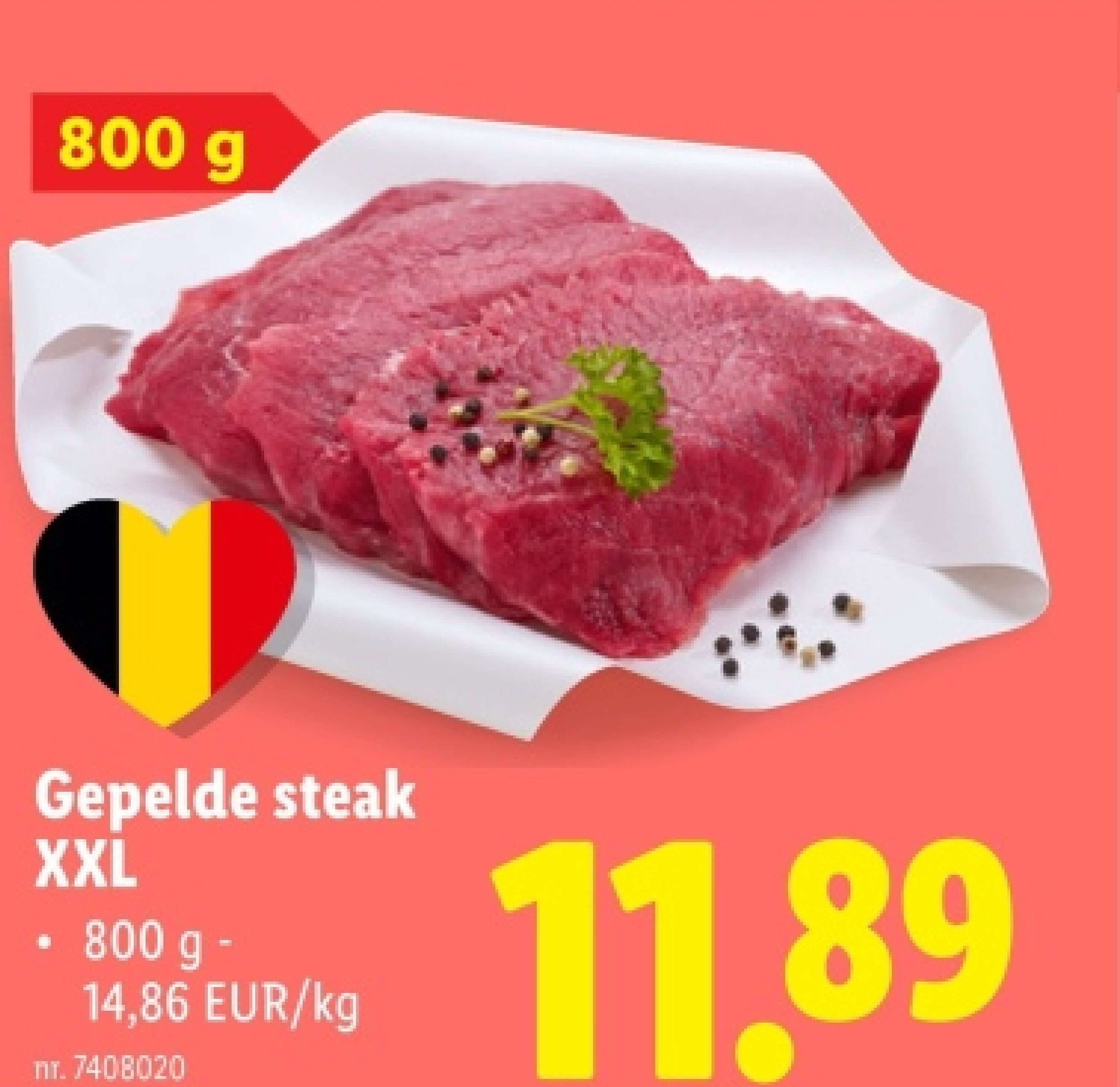 Gepelde steak XXL