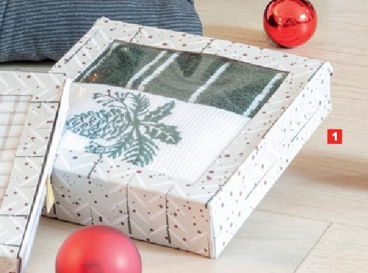 Doos met 2 keukenhanddoeken - verschillende kleuren