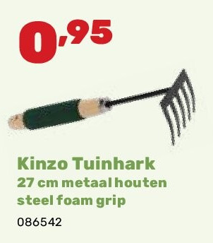 Kinzo Tuinhark 27 cm metaal houten steel foam grip