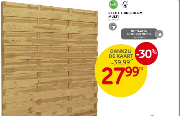 Schutting Multi FSC geïmpregneerd grenenhout getoogd 180x180cm