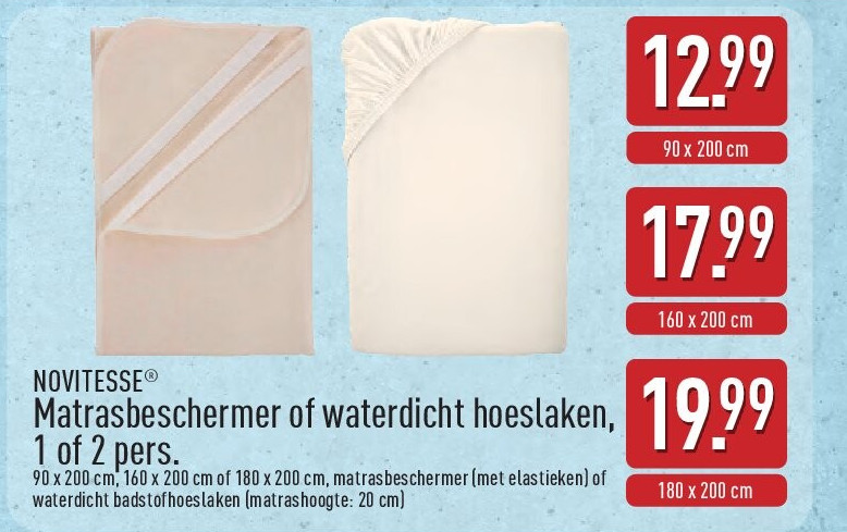 Matrasbeschermer of waterdicht hoeslaken, 1 of 2 pers.