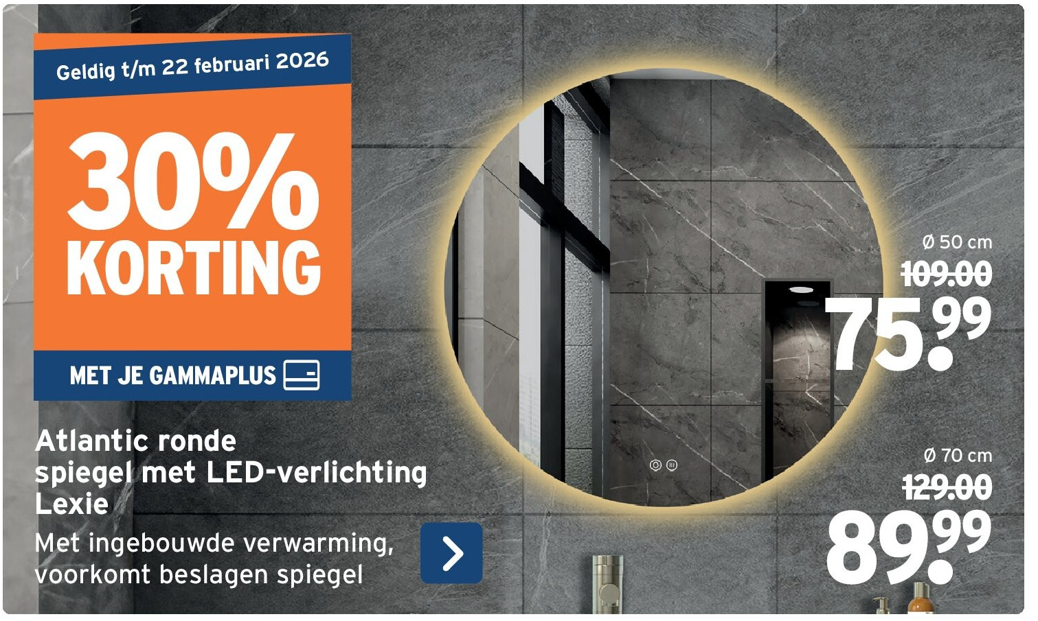 Atlantic ronde spiegel met LED-verlichting Lexie