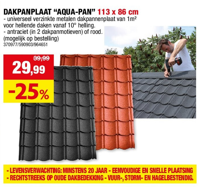 DAKPANPLAAT “AQUA-PAN” 113 x 86 cm