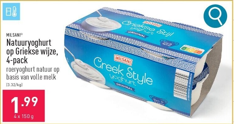 Natuuryoghurt op Griekse wijze, 4-pack