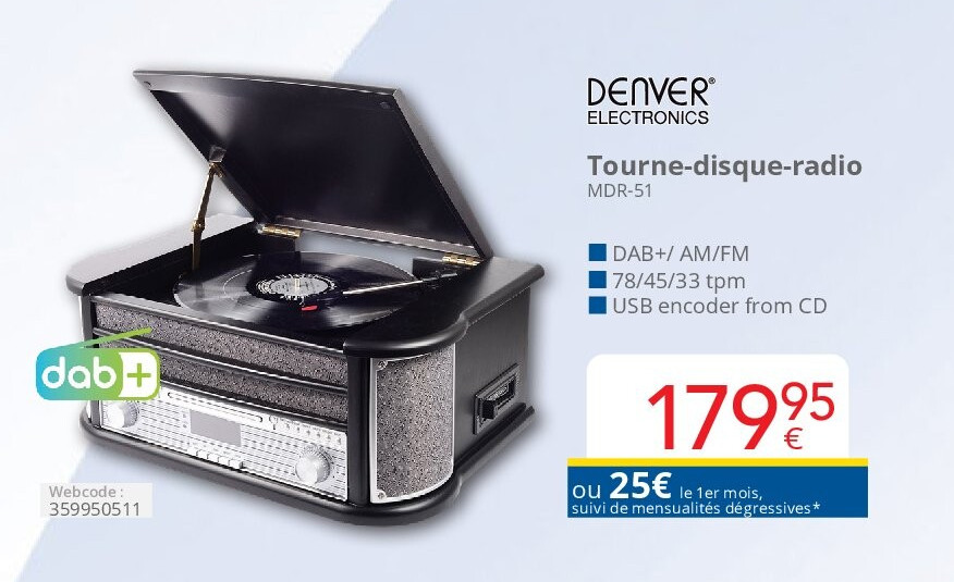 Denver Electronics Tourne-disque-radio MDR-51