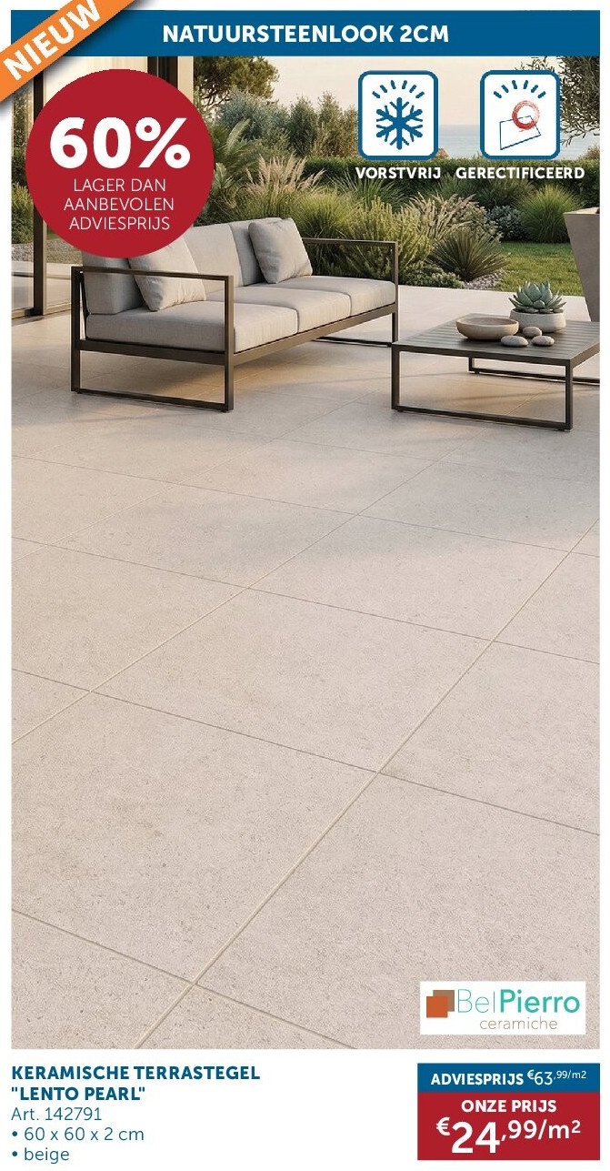 KERAMISCHE TERRASTEGEL "LENTO PEARL"