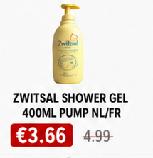 ZWITSAL SHOWER GEL 400ML PUMP NL/FR