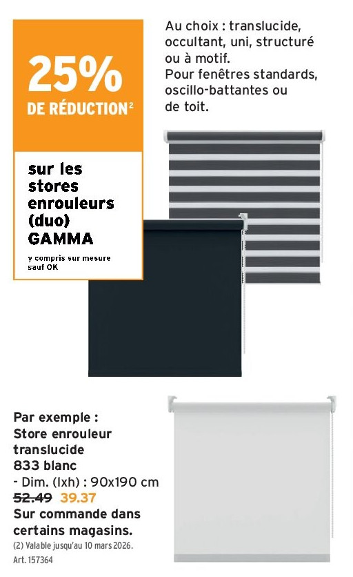 Store enrouleur translucide 833 blanc