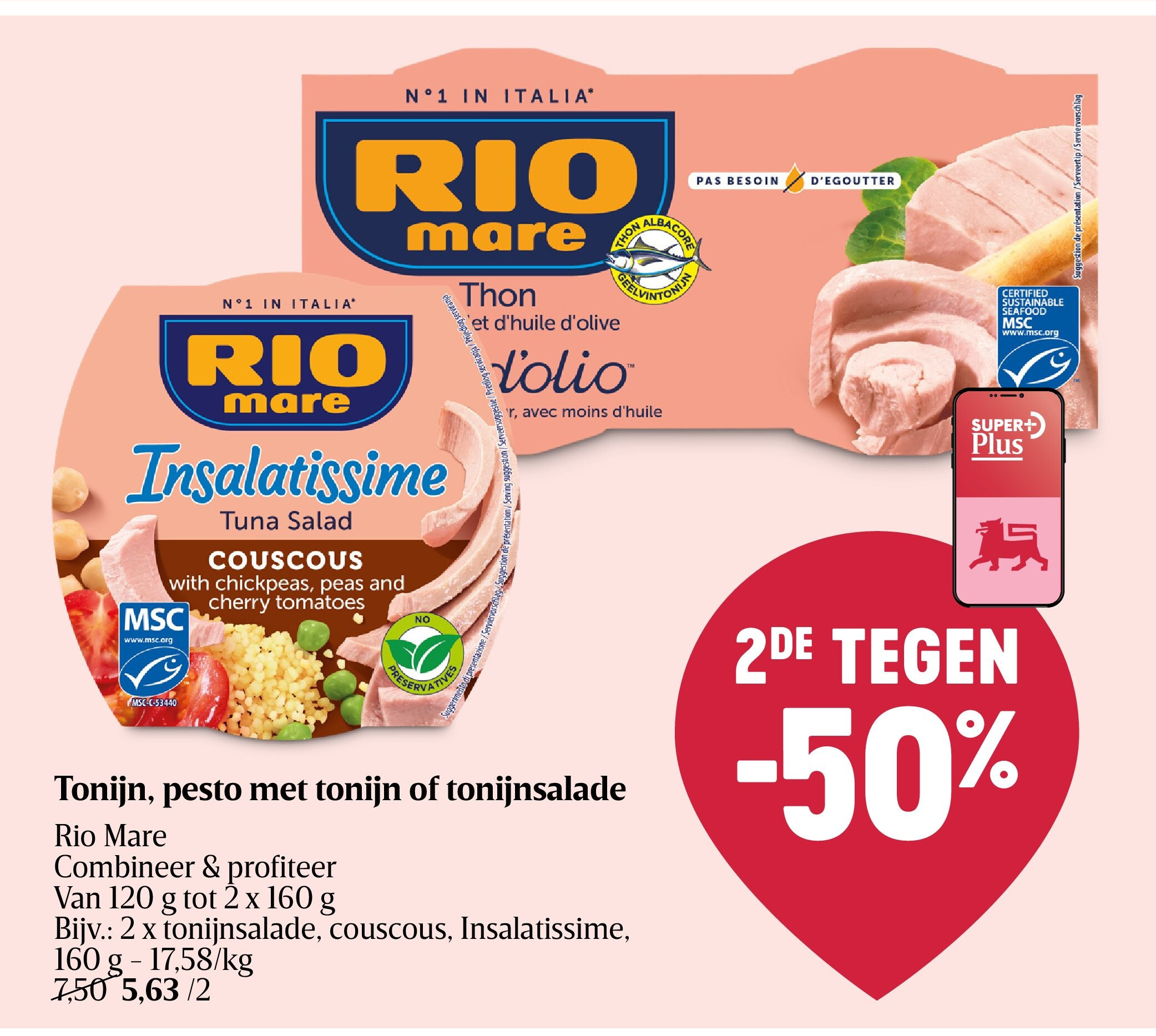 Tonijn, pesto met tonijn of tonijnsalade