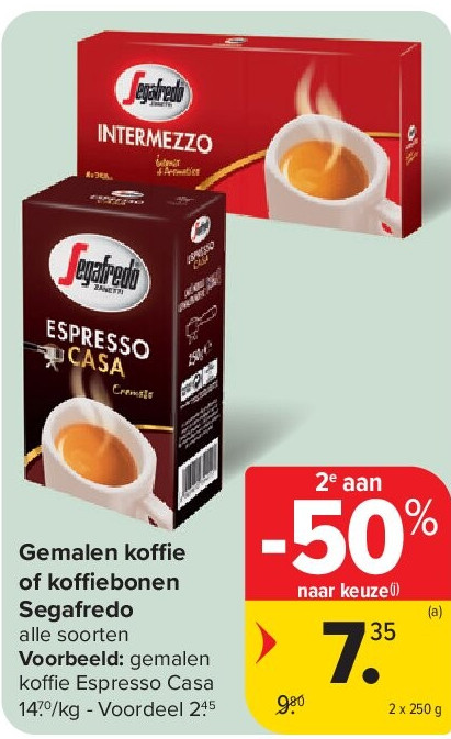 Gemalen koffie of koffiebonen Segafredo