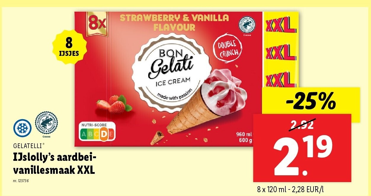 IJslolly’s aardbeivanillesmaak XXL