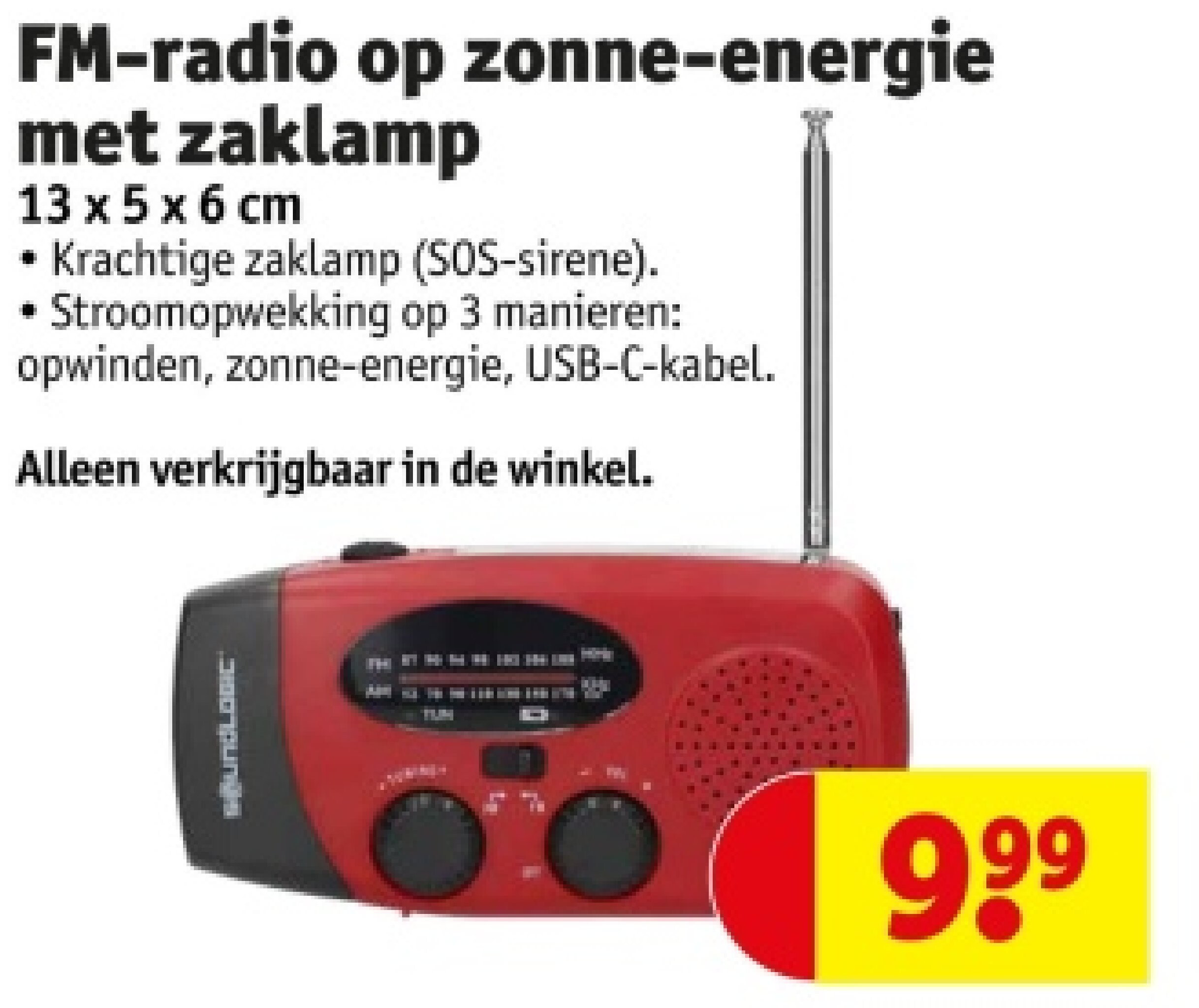 FM-radio op zonne-energie met zaklamp