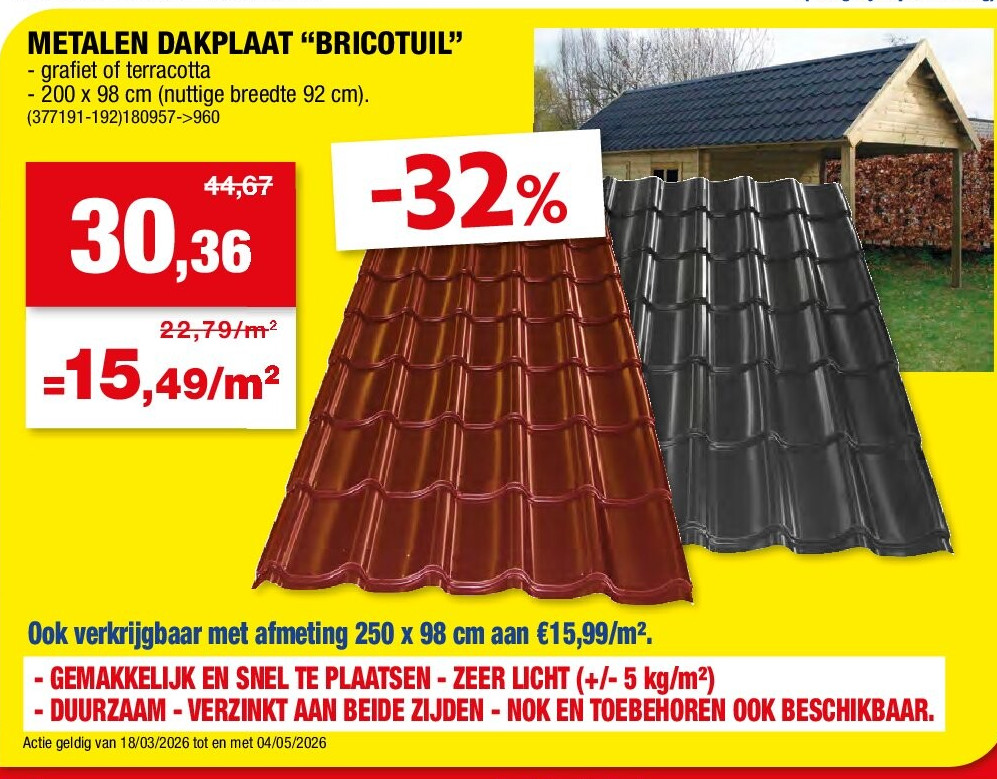 METALEN DAKPLAAT “BRICOTUIL”