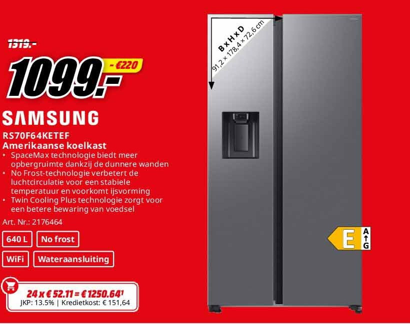 RS70F64KETEF Amerikaanse koelkast