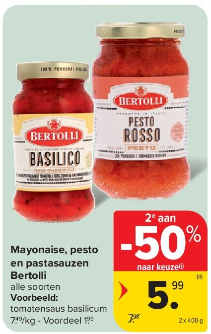 Mayonaise, pesto en pastasauzen Bertolli