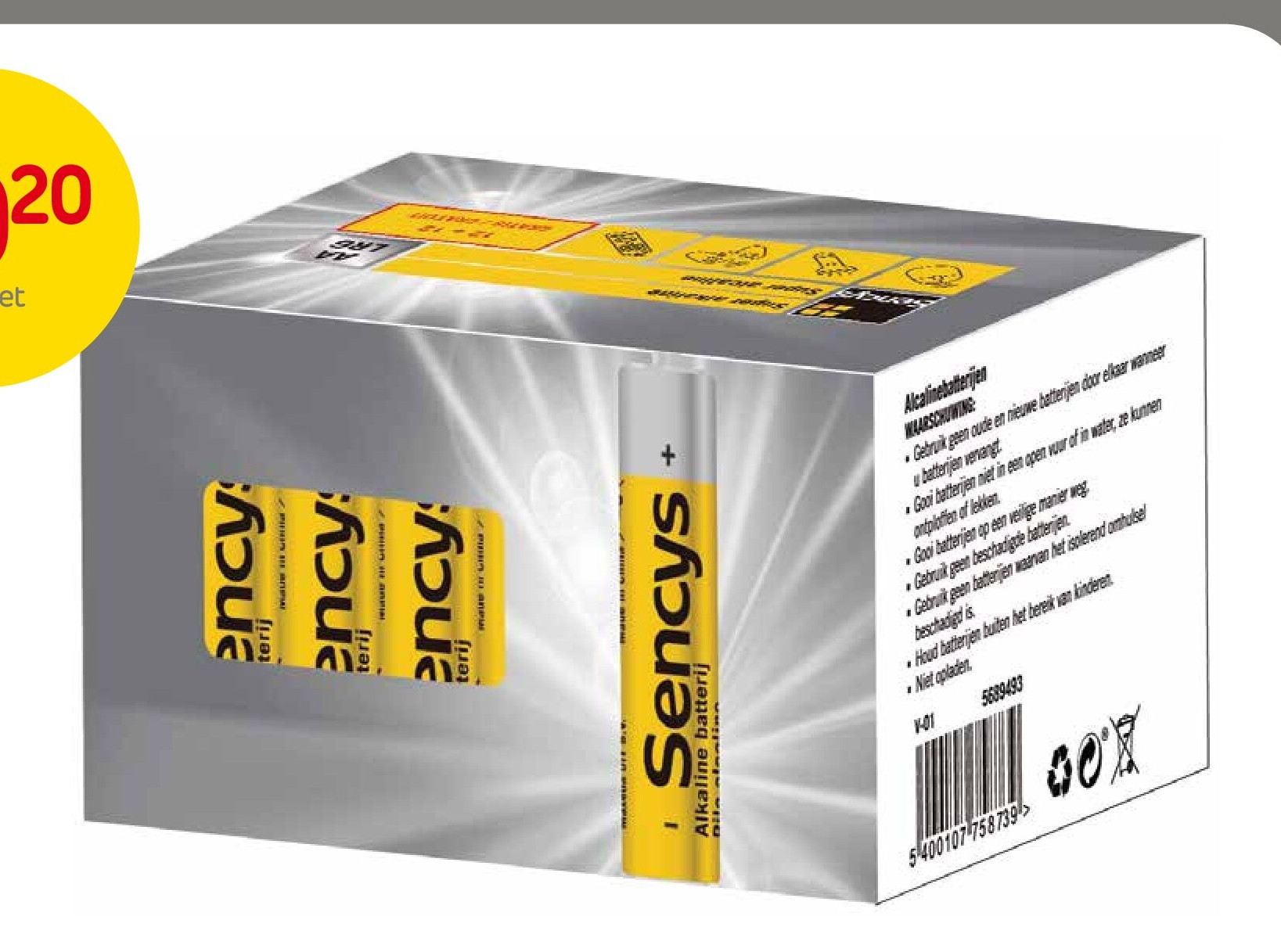 Set van 12 + 12 AA-batterijen