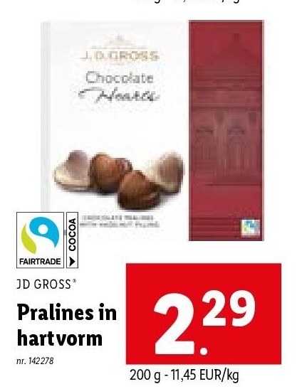 Pralines in hartvorm