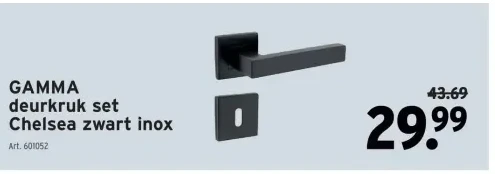 GAMMA deurkruk set Chelsea zwart inox