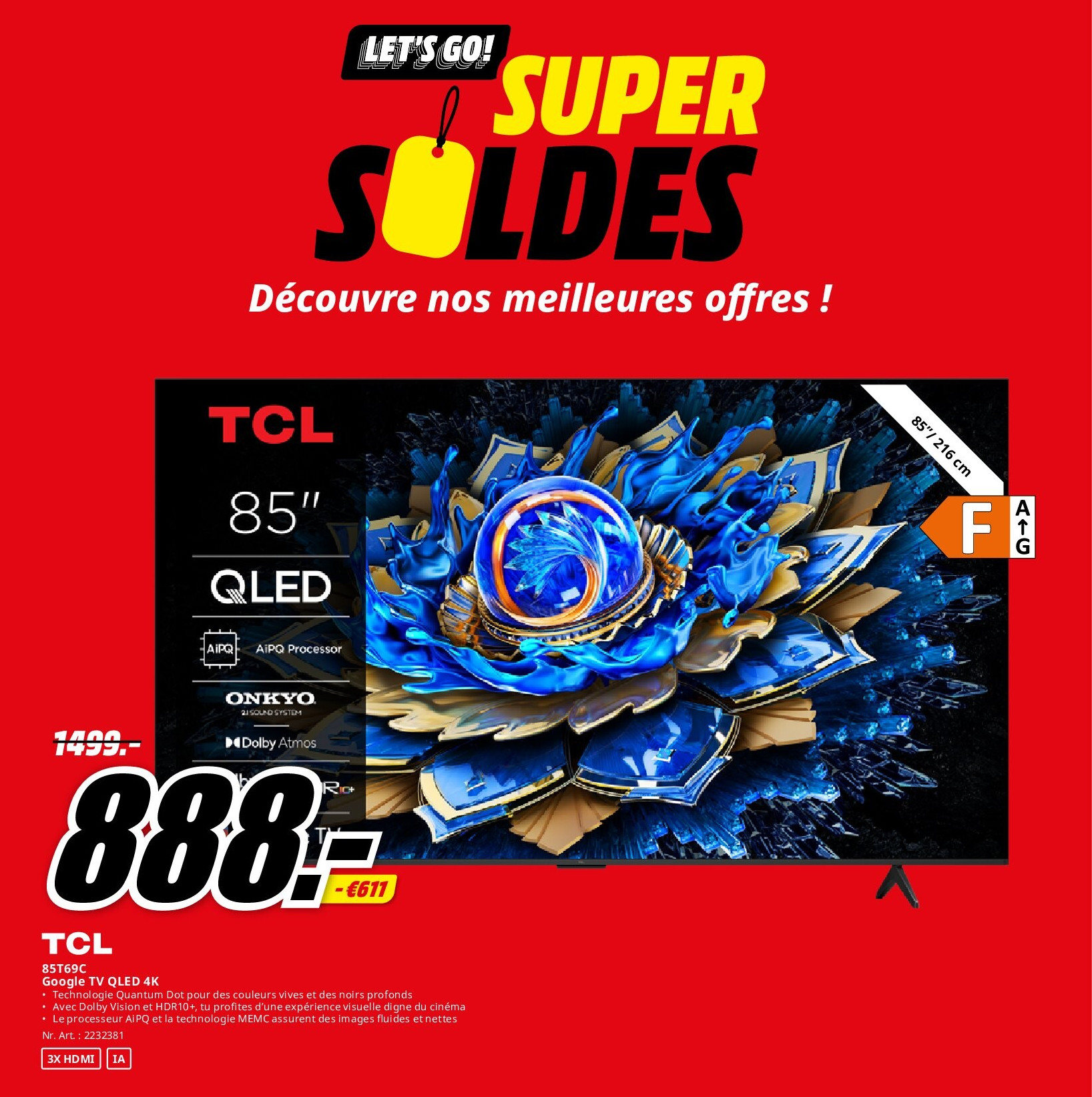 Tcl 85T69C Google TV QLED 4K