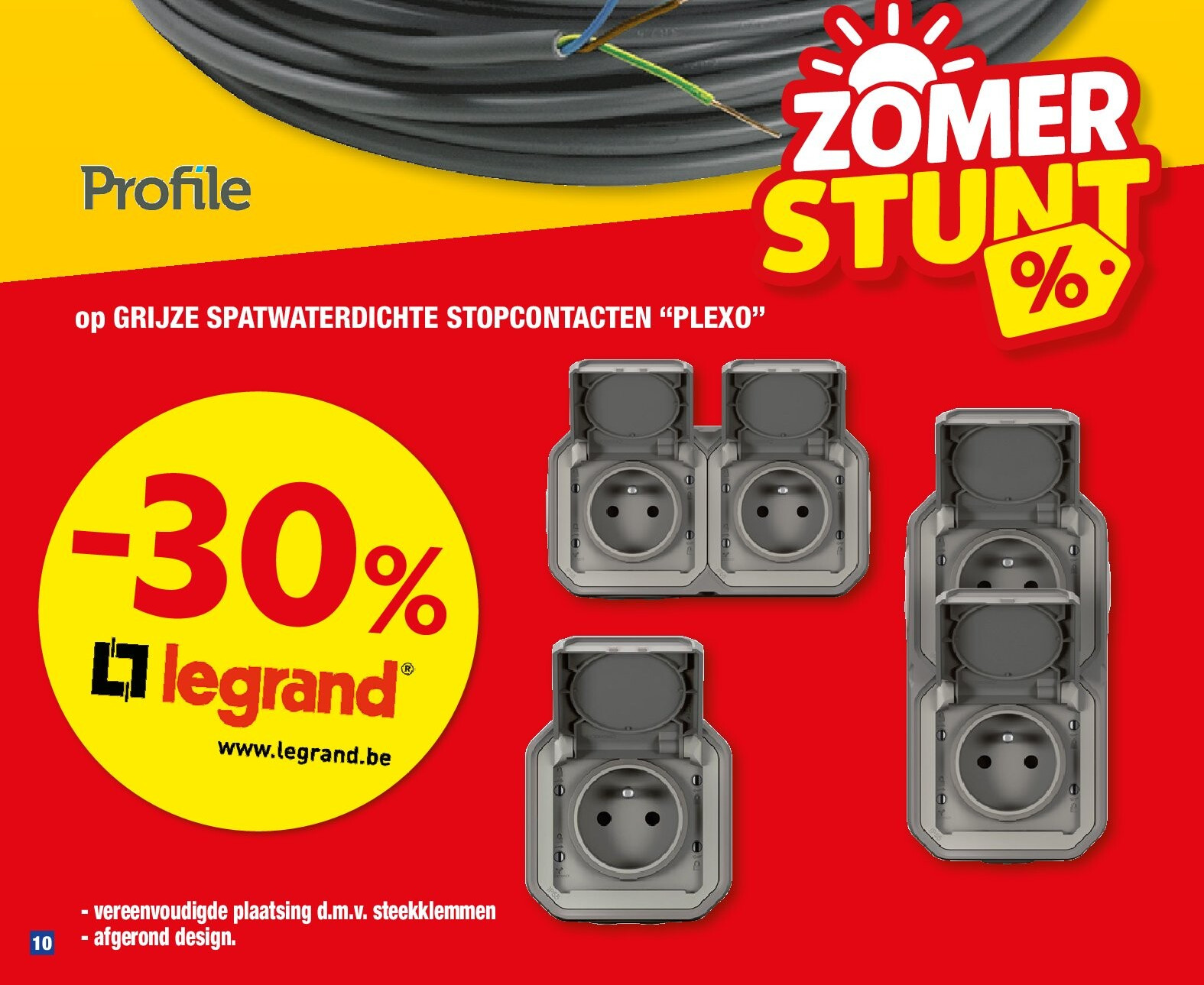 op GRIJZE SPATWATERDICHTE STOPCONTACTEN “PLEXO”