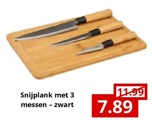Snijplank met 3 messen – zwart