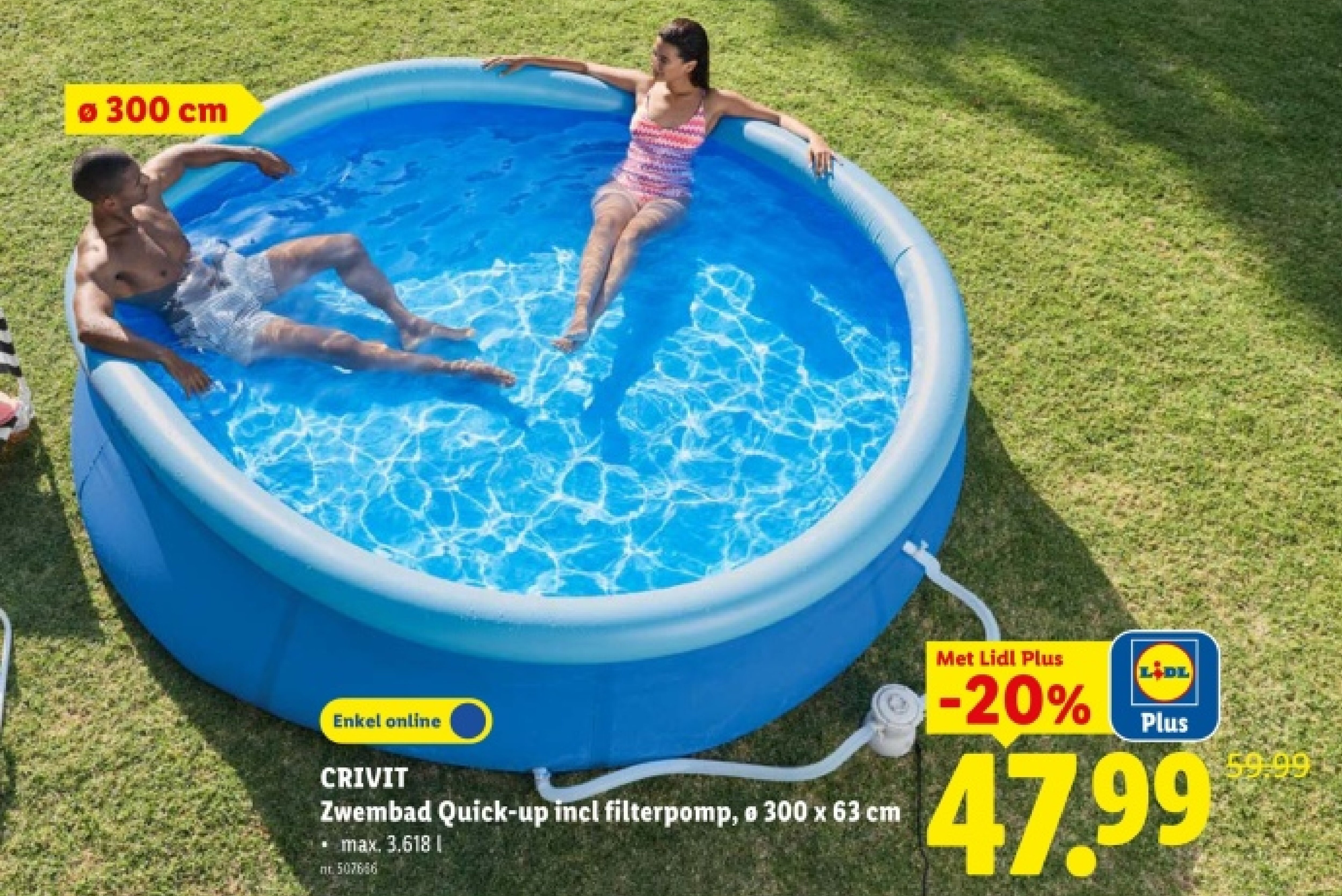 Zwembad Quick-up incl filterpomp, o 300 x 63 cm