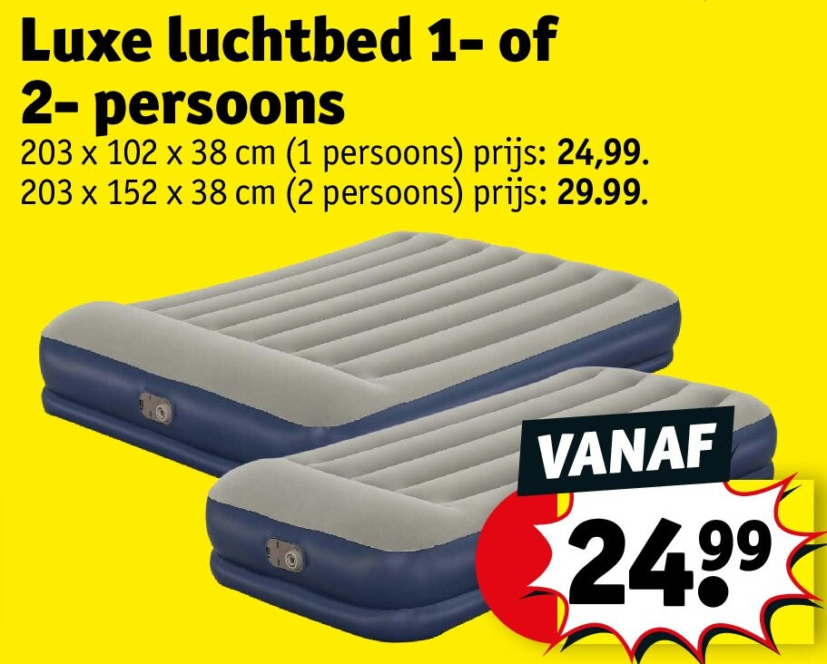 Luxe luchtbed 1- of 2- persoons 203 x 102 x 38 cm