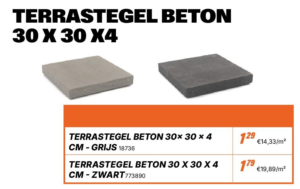 TERRASTEGEL BETON 30 X 30 X4