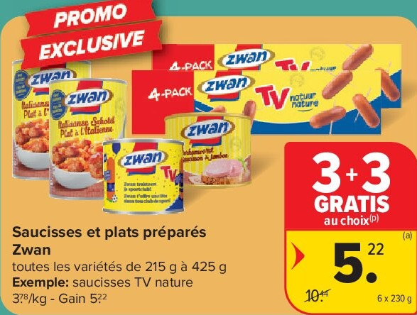 Saucisses et plats préparés Zwan 6 x 230 g