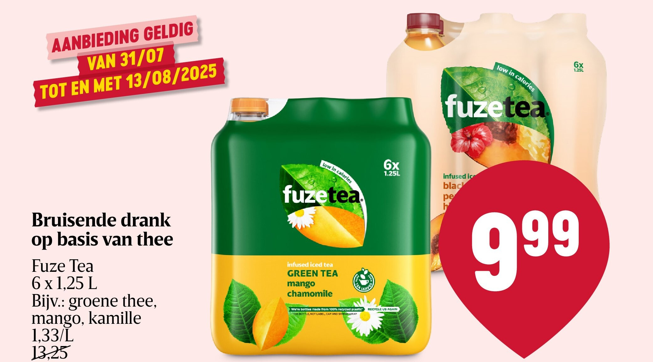 Bruisende drank op basis van thee