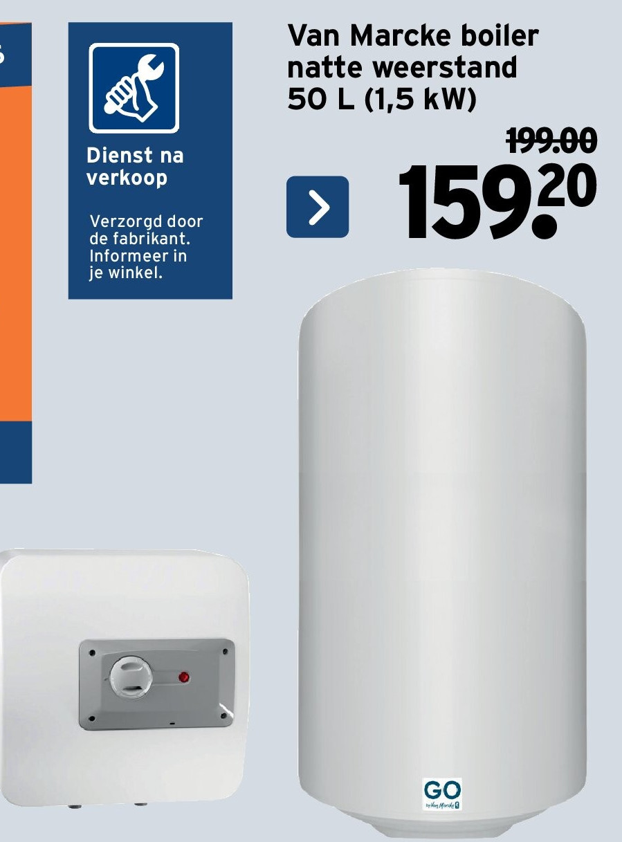 Van Marcke boiler natte weerstand 50 L (1,5 kW)