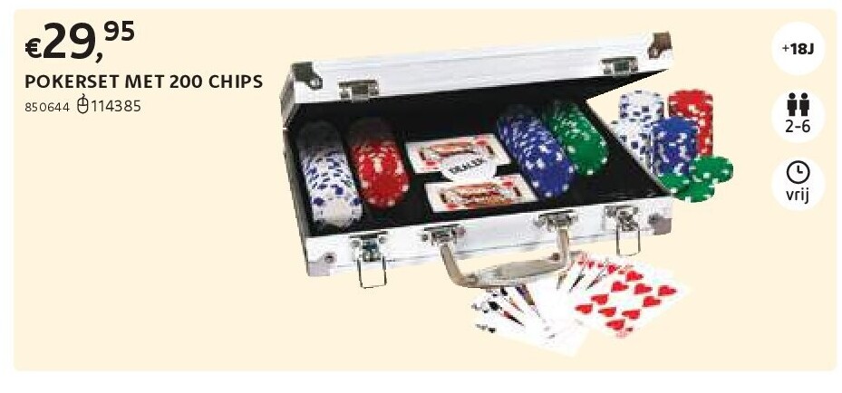 POKERSET MET 200 CHIPS