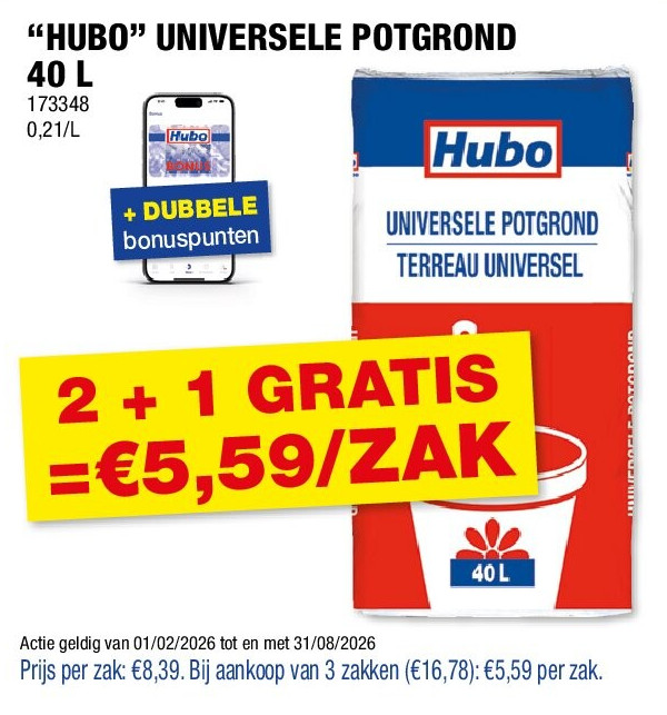 “HUBO” UNIVERSELE POTGROND 40 L