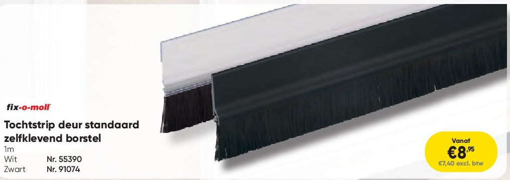 Tochtstrip deur standaard zelfklevend borstel