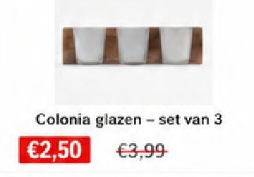 Colonia glazen - set van 3