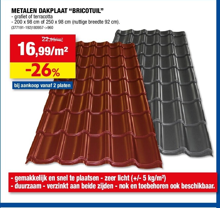 METALEN DAKPLAAT "BRICOTUIL