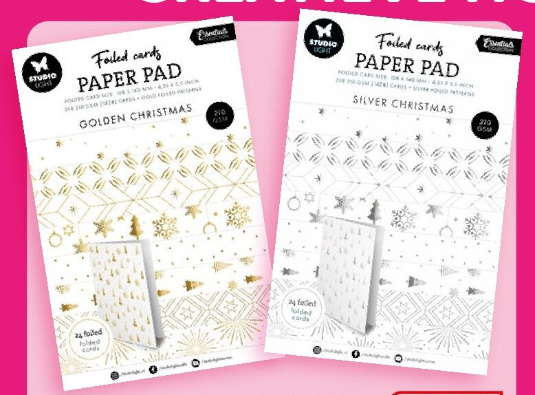 Foiled Cards Paper Pad Golden Christmas / Silver Christmas