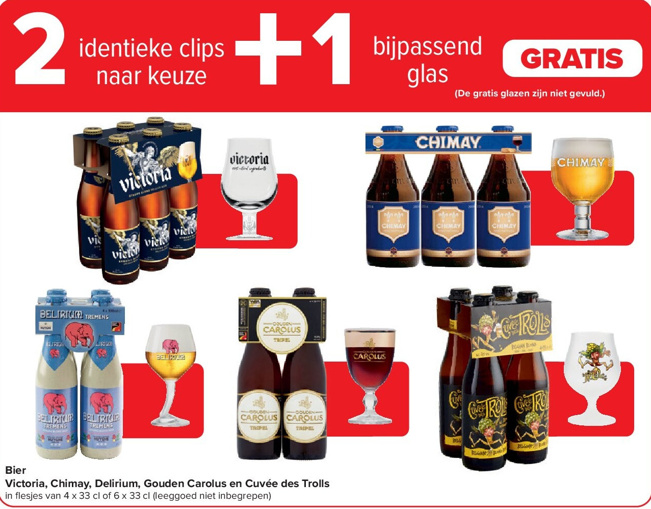 Bier Victoria, Chimay, Delirium, Gouden Carolus en Cuvée des Trolls