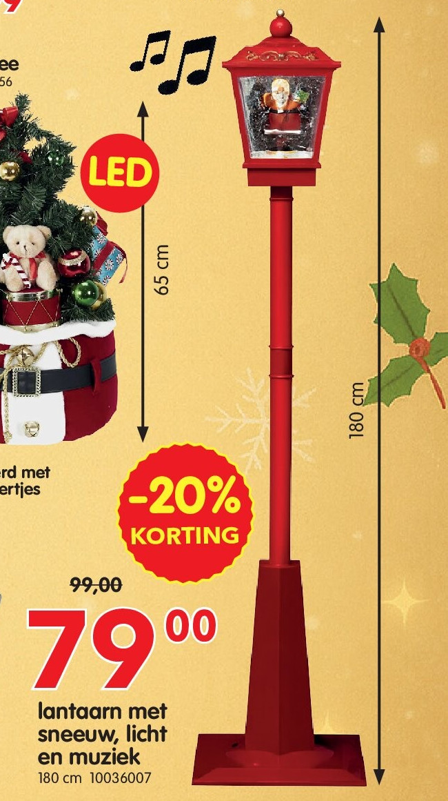 lantaarn met sneeuw, licht en muziek