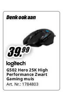 G502 Hero 25K High Performance Zwart Gaming muis