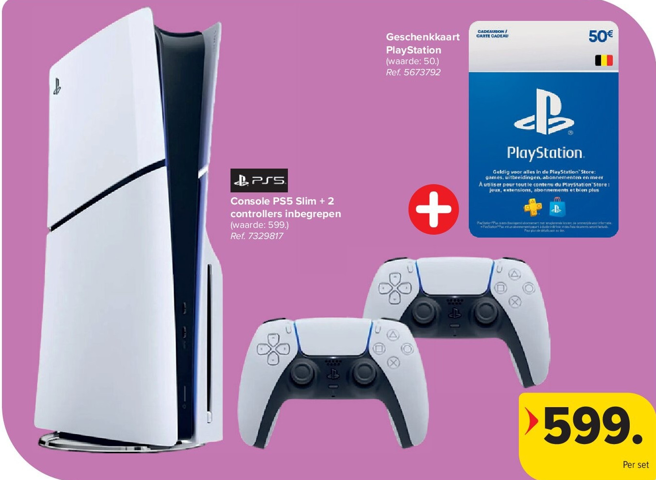 Console PS5 Slim + 2 controllers inbegrepen + Console PS5 Slim + 2 controllers inbegrepen