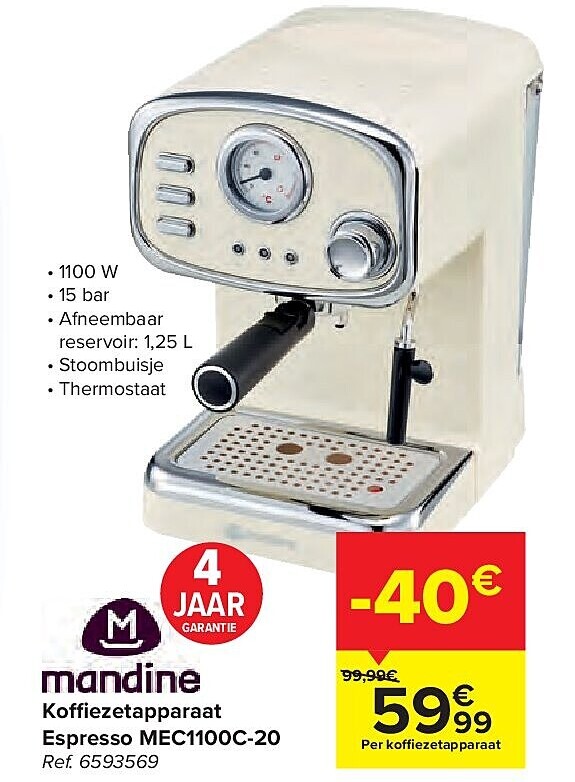 Koffi ezetapparaat Espresso MEC1100C-20
