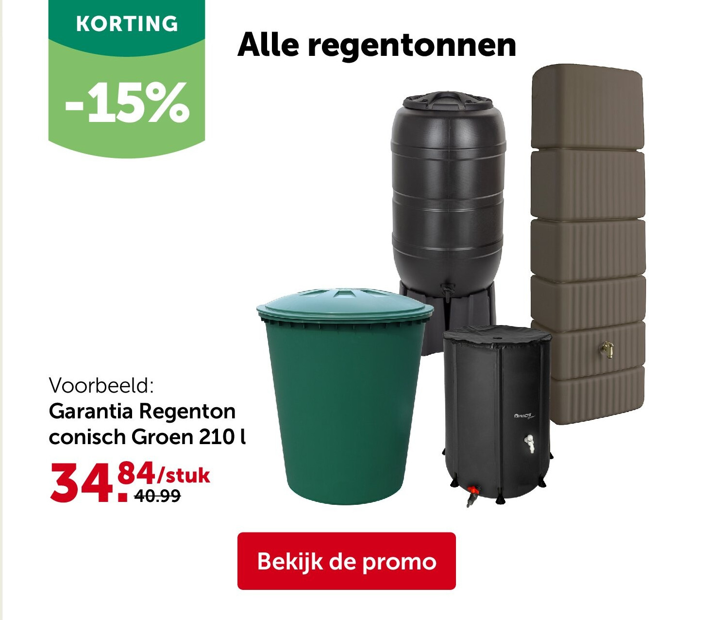 Garantia Regenton conisch Groen 210 l
