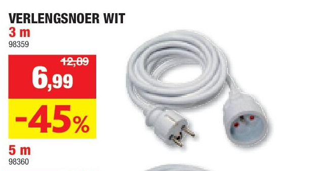 VERLENGSNOER WIT 3 m