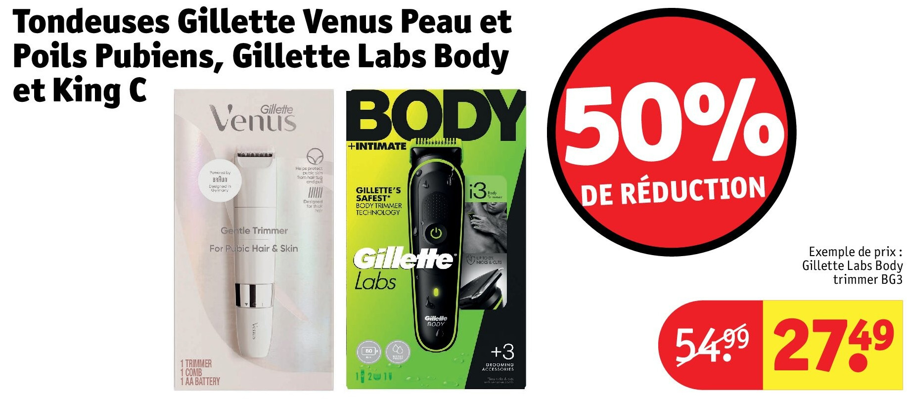 Tondeuses Gillette Venus Peau et Poils Pubiens, Gillette Labs Body et King C