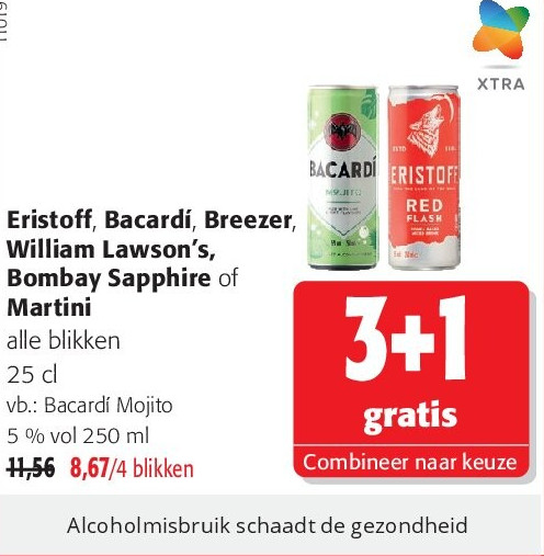 Eristoff, Bacardí, Breezer, William Lawson’s, Bombay Sapphire of Martini