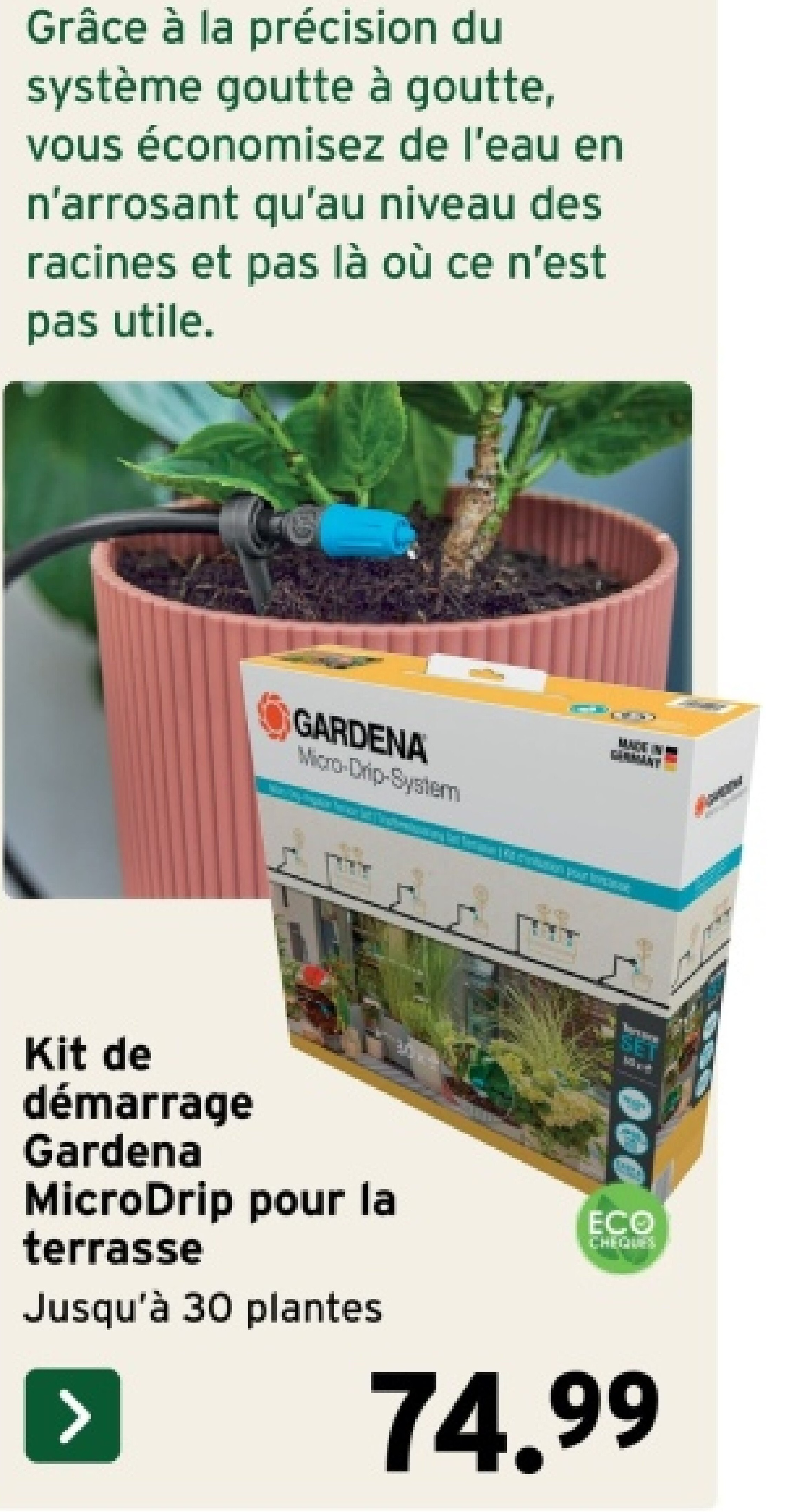 Kit de démarrage Gardena MicroDrip pour la terrasse